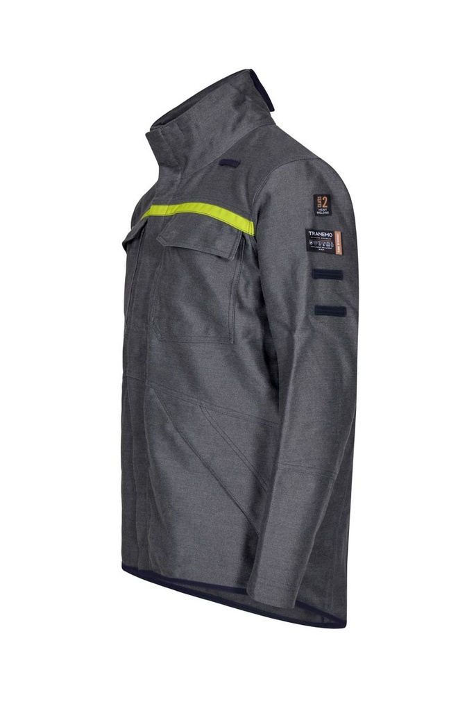 Cazadora ignífuga inherente para soldadura pesada Tranemo 553086 serie Outback Heavy Welding, con visibilidad aumentada, brazos y espalda ventilados, tejido suave de larga vida útil y excelente protección contra la radiación UV de todos los tipos de soldadura, el calor radiante y salpicaduras metálicas, sin PFAs.