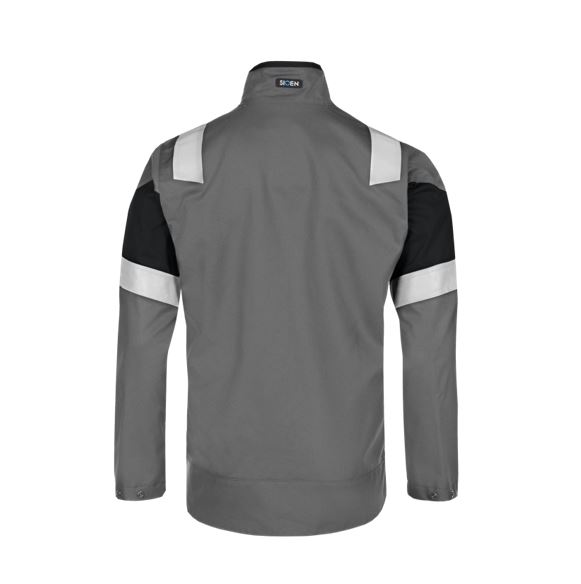 Cazadora Sioen Bennu multinorma, con protección arco eléctrico (APC1), repelente de químicos y bandas reflectantes (EN17353), certificada para 100 lavados industriales.