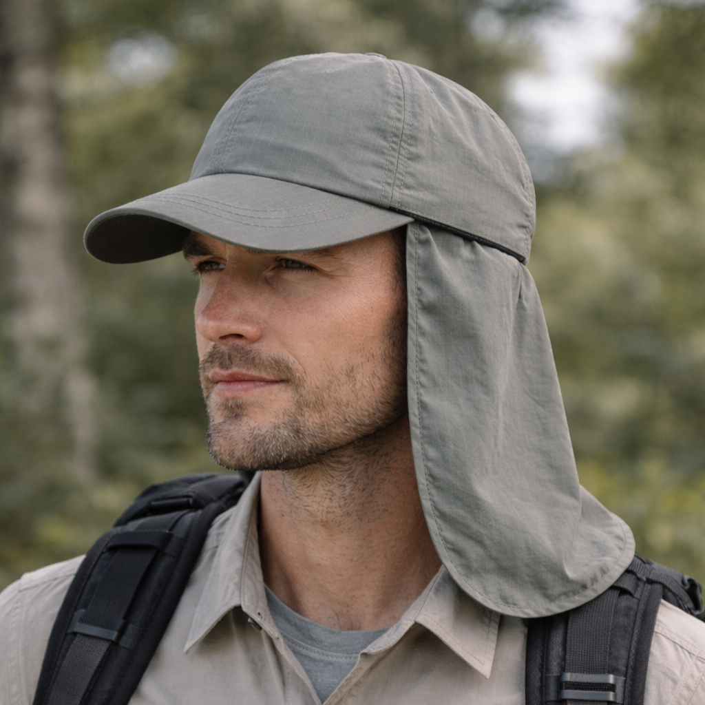 Gorra de protección solar SAHARA con cubrenucas – Verde oliva (sin carcasa)