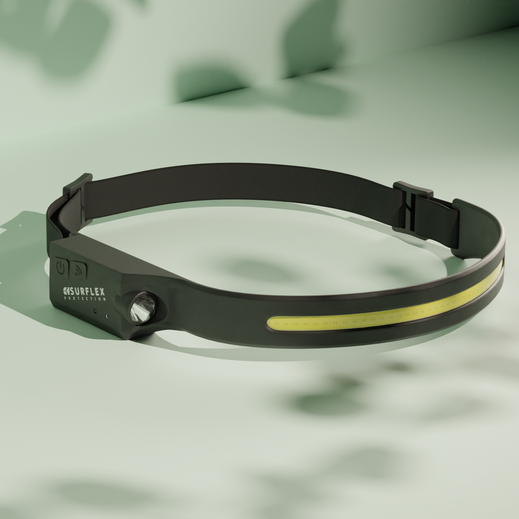 Linterna frontal Surflex POWER LED - cinta para la cabeza, gorra o casco, alta potencia - 350 lúmenes