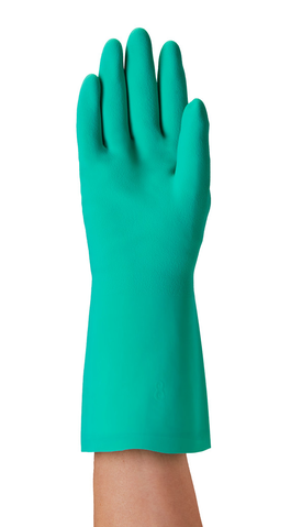 Guante nitrilo flocado ANSELL Alphatec Solvex 37-675, acabado arenoso, 0.38 mm. grosor