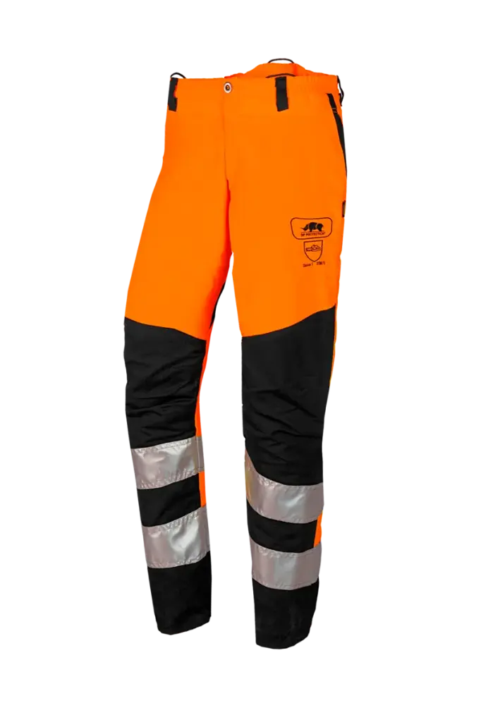 Pantalón para motosierra Sip Perthus Flash (1RQ1), EN ISO 11393 clase 1 tipo A, y alta visibilidad EN20471 clase 2