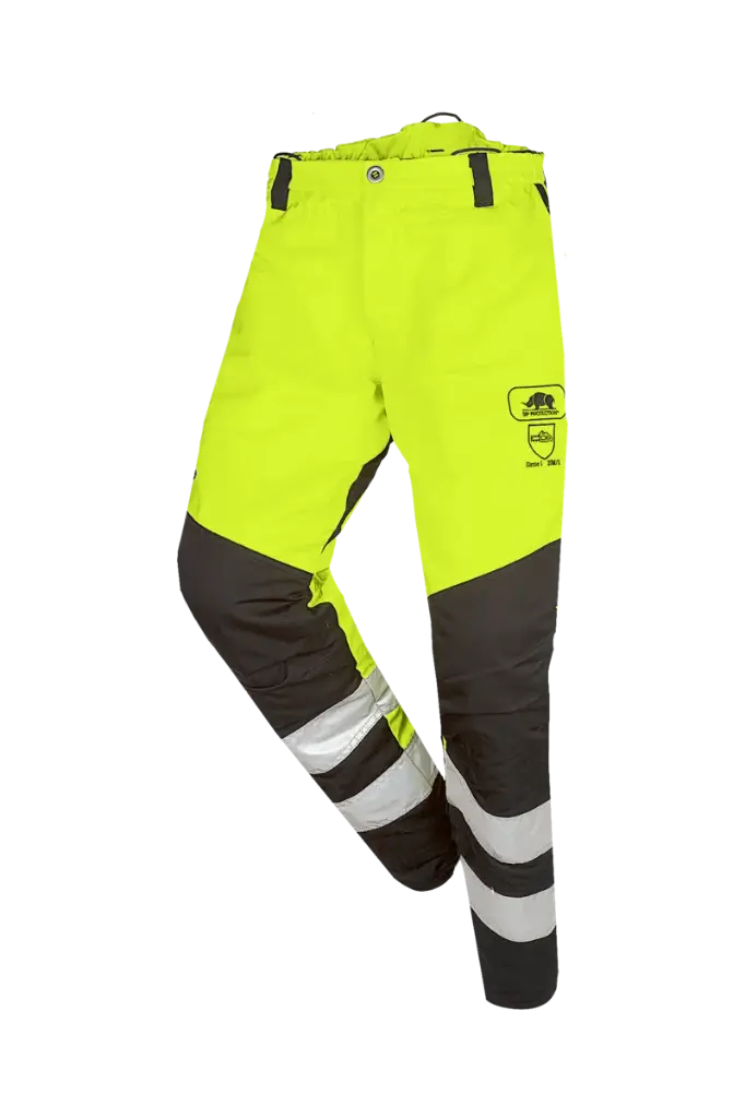Pantalons per a motoserra Sip Perthus Flash (1RQ1), EN ISO 11393 classe 1 tipus A, i alta visibilitat EN20471 classe 2