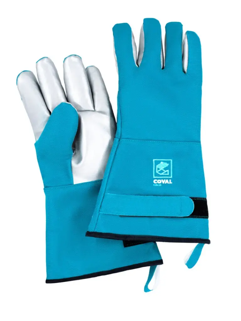 Guant criogènic Coval Artic Fox 38 cm, palmell en teixit tèrmic amb silicona antilliscant, membrana impermeable Porelle i 2 capes d'aïllant PolarNest, per a treballs amb nitrogen líquid, EN511 nivells 331, EN388 2343D