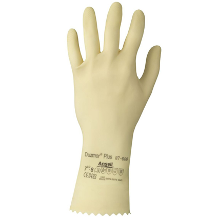 Guante de látex antialérgico color natural sin flocar, de Ansell.