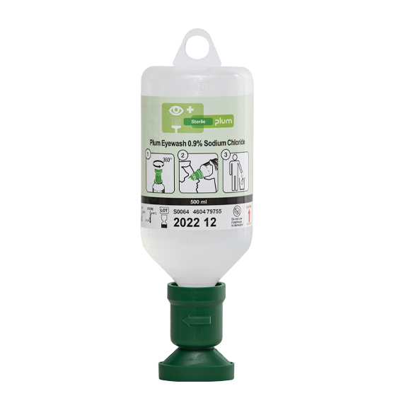 Botella lavaojos PLUM para partículas 500 ml.