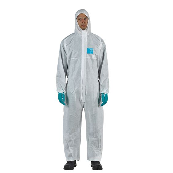 ​​​​​Buzo desechable Ansell Alphatec Microgard 1500 Wh Plus -111, cat. III,  prot. química tipo 5 y 6, antiestático, muy transpirable.