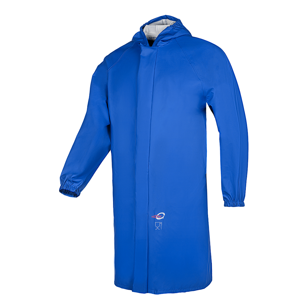 Bata con capucha Sioen Rigi, impermeable, certificado alimentario, botones a presión bajo solapa