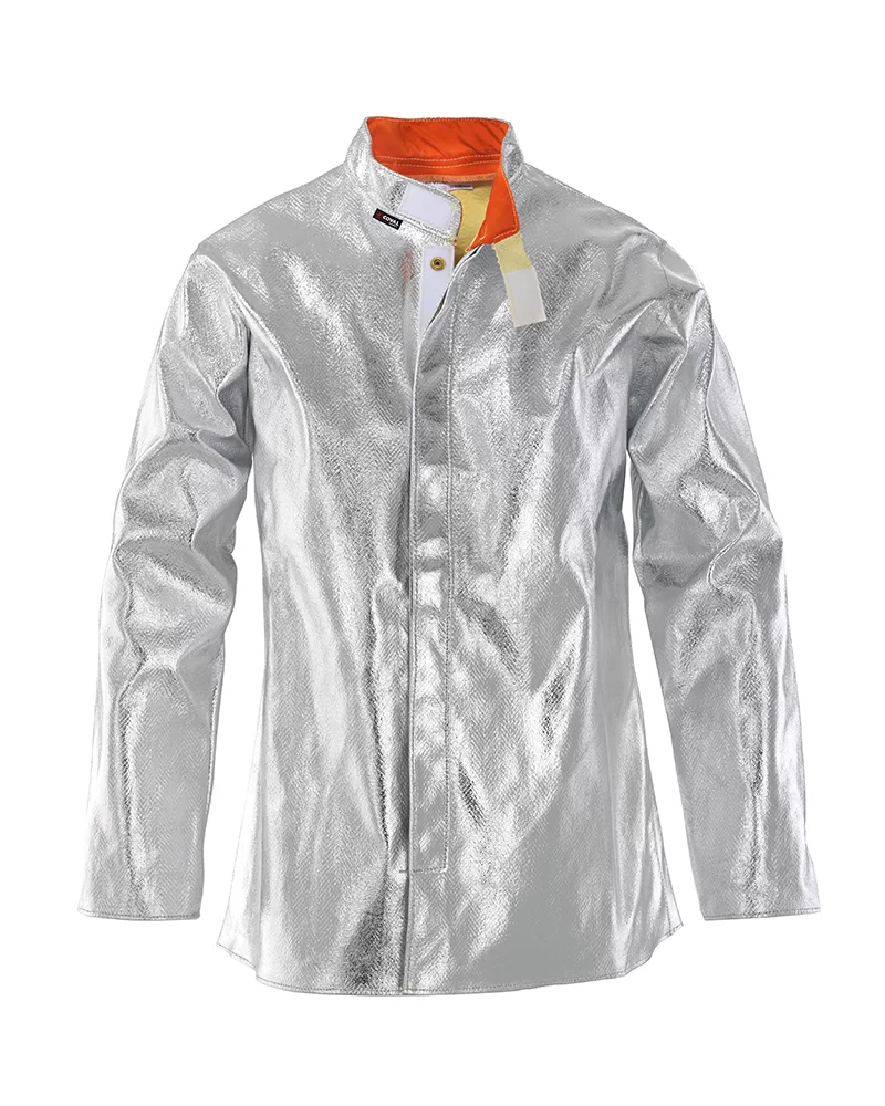 Jaqueta de aramida aluminizada Coval V3KA, amb velcro i botons a pressió coberts amb solapa, EN ISO 11612:2015 A1+A2 B1 C3 D3 E2 F1