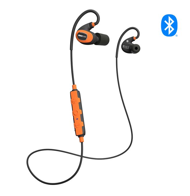 [IT-29] ISOtunes PRO 2.0 EN352 with Safety Orange - improved durability, 16 hr. battery, 27 NRR, IP 6/7, carry case, charging cable, 2 cable clips, 1 pair triple flange tips, 1 pair each XS/S/M/L foam tips