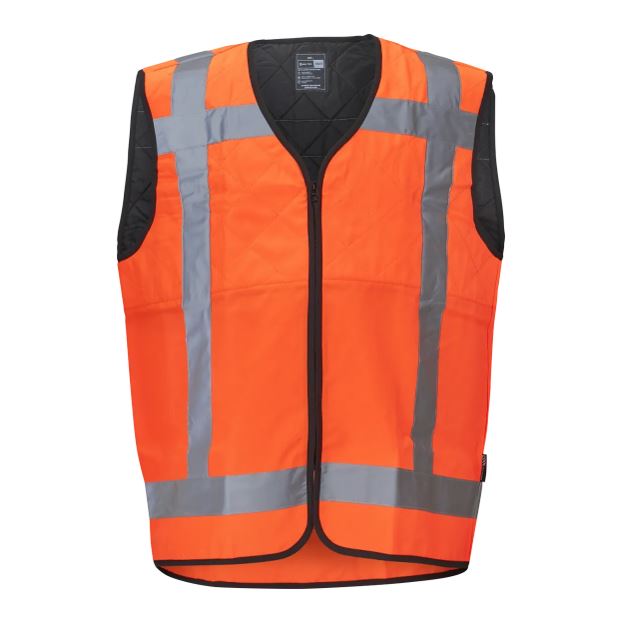 Chaleco refrescante naranja alta visibilidad con cremallera y bandas RWS Inuteq 2BSAFE  RWS Zipper, tecnología de evaporación H20