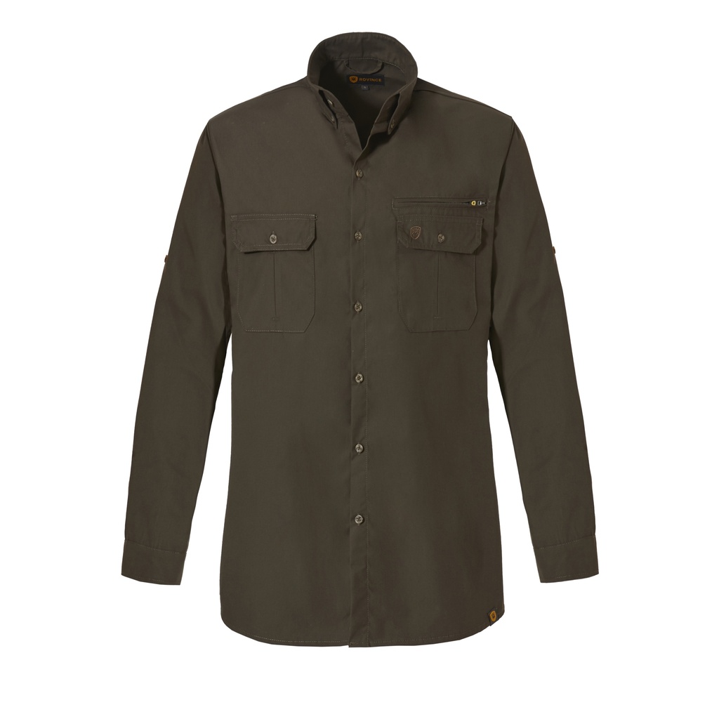Camisa Rovince Ergoline per a home, amb dues butxaques al pit amb solapa, una butxaca al pit amb cremallera, repel·lent d'insectes (NEN-8333 i EN-17487) i UPF40+
