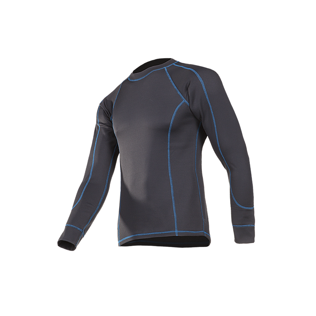 Camiseta térmica Ferano interior polar antibacterias, color gris, espalda larga, costuras planas.