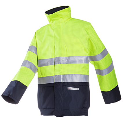 Bomber Sioen Delano ignífuga antiestático marino/amarillo A.V.. impermeable y transpirable, forro interior desmontable.
