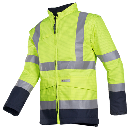 Bomber Sioen Oregon ignífuga antiestática, alta visibilidad, impermeable y transpirable, mangas desmontables.